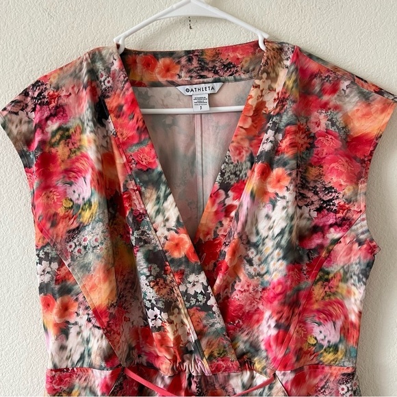 Athleta One Piece Renewed Bloom Pink Floral Drawstring Marlow Romper SZ Small - Picture 4 of 16